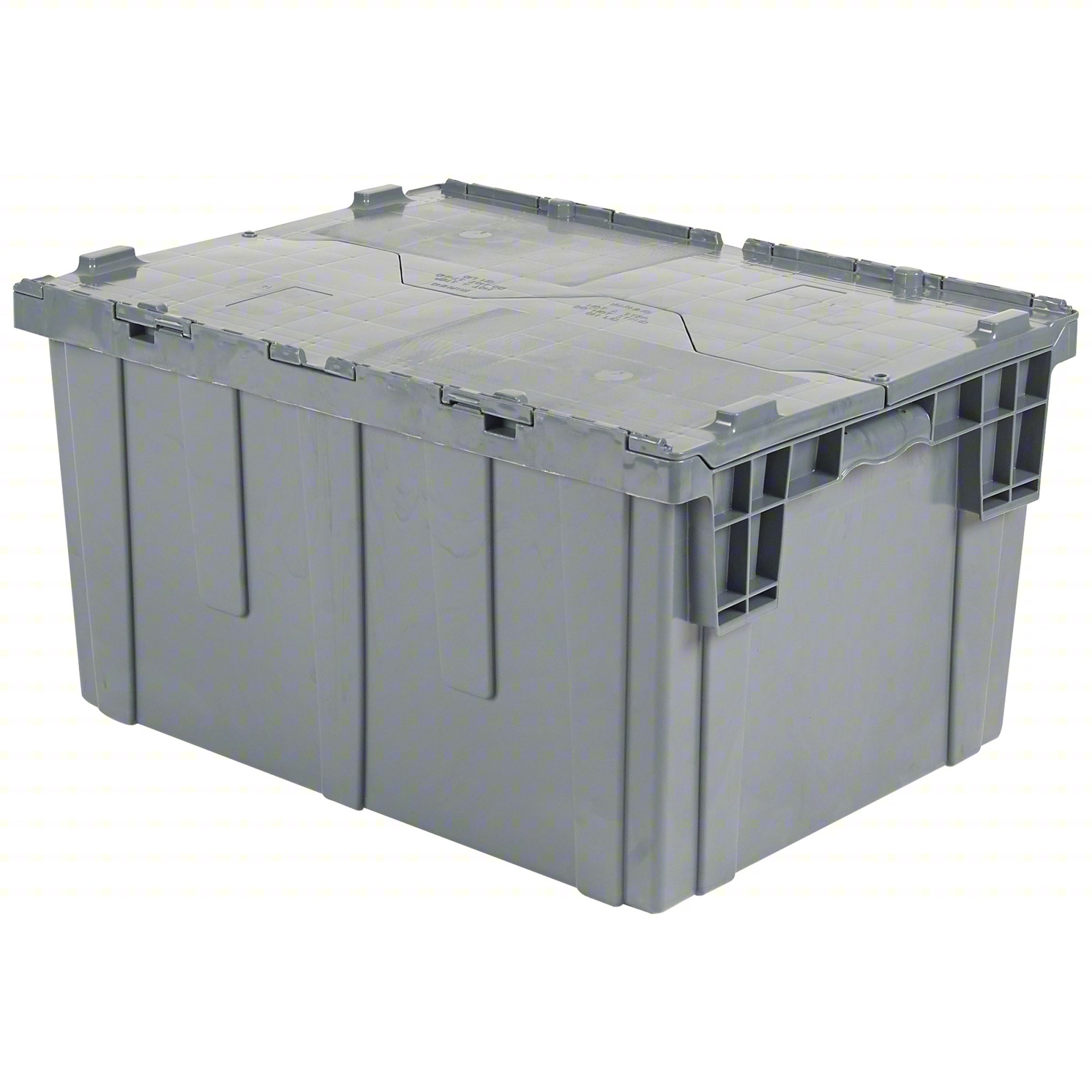 Attached Lid Container,Gray,Solid,HDPE