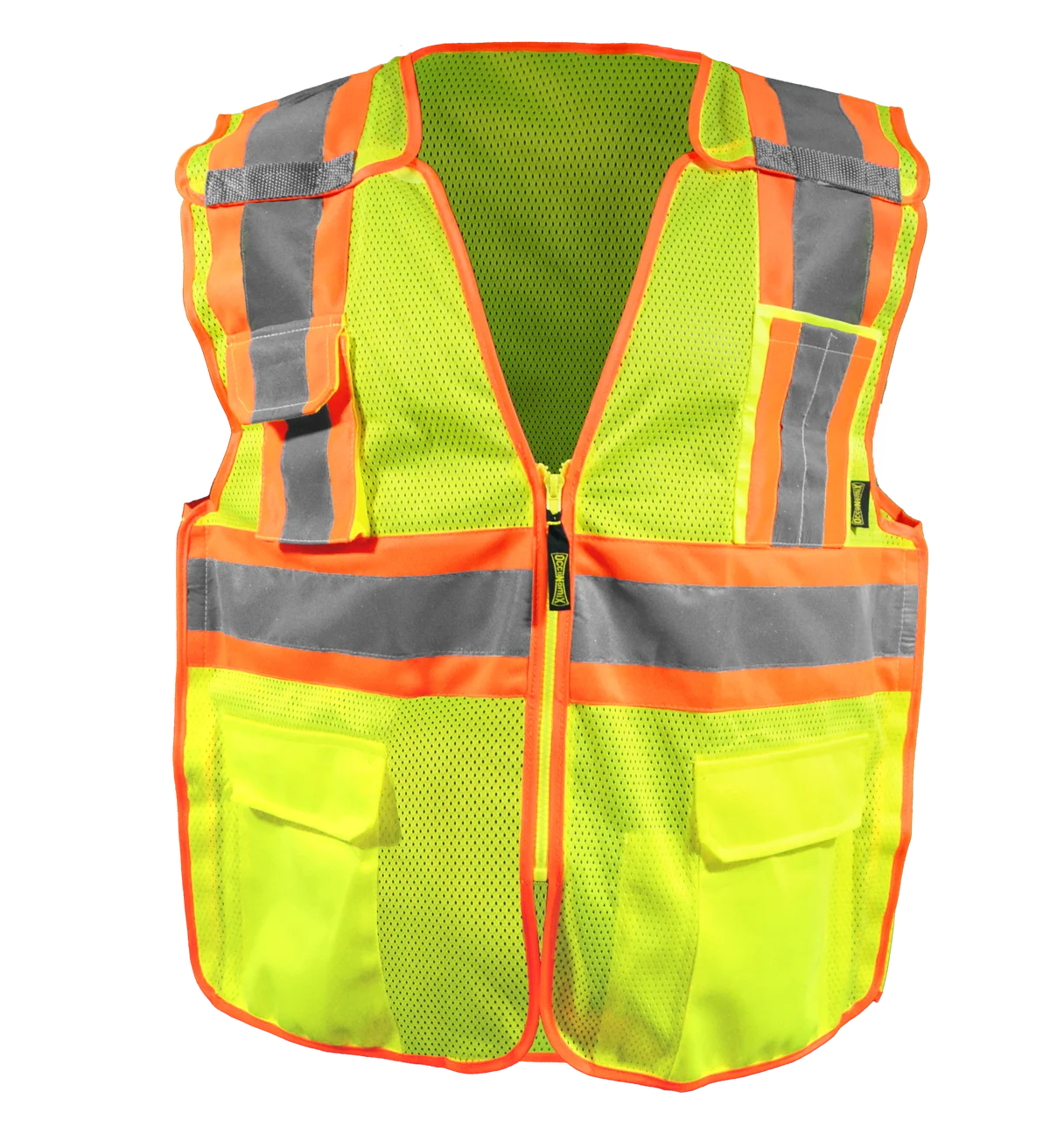 High Visibility Two-Tone Mesh Breakaway Surveyor Vest, QR Zipper, Class 2