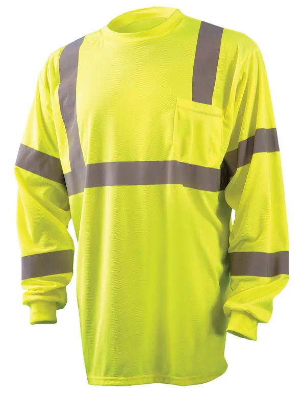 T-Shirt, Wicking Birdseye Long Sleeve W/Pocket, Class 3
