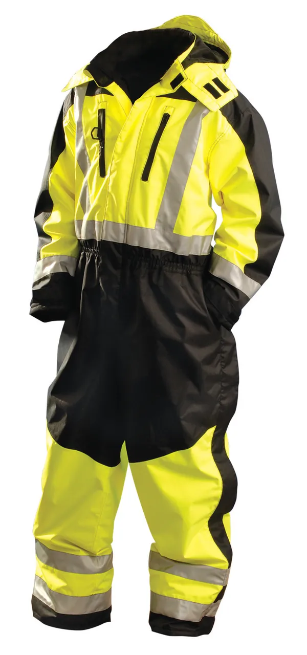 Hi-viz Two tone Black Bottom Safety Performance Workwear Premium Cold Weather Coverall, Class 3