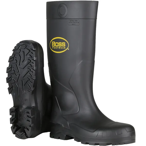 16" Black PVC Steel Toe Boot