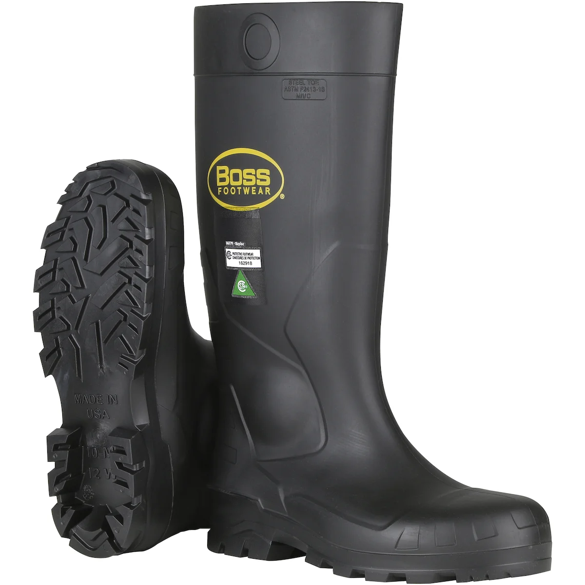 Black PVC Full Safety Steel Toe and Midsole Boot