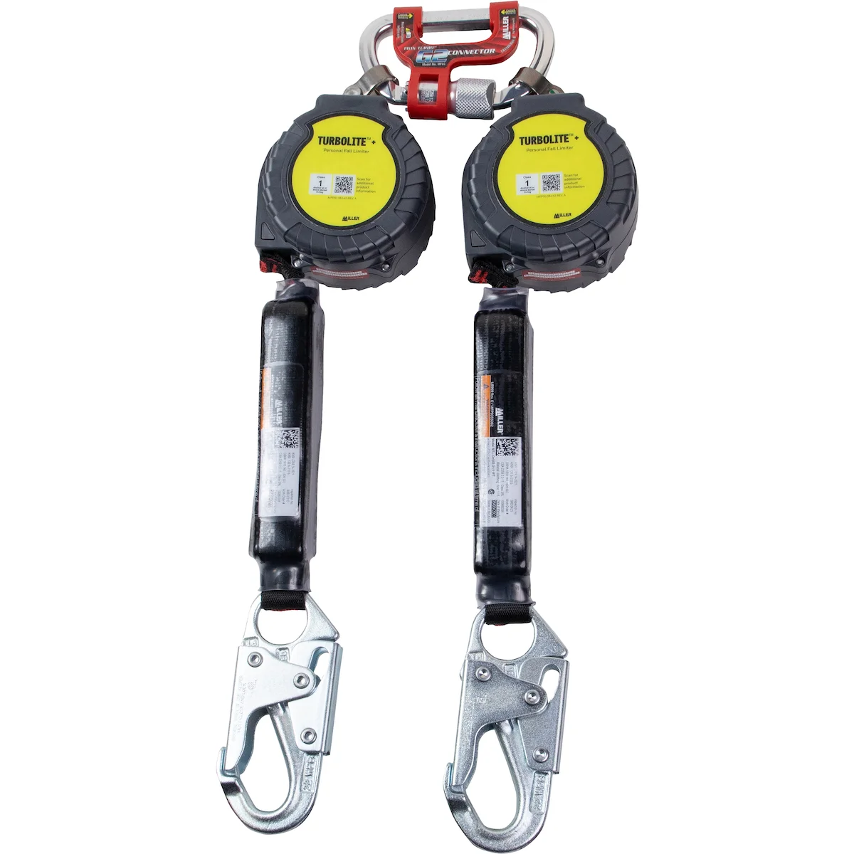Twin Personal Fall Limiter with G2 Twin Connector and Steel Locking Snap Hook