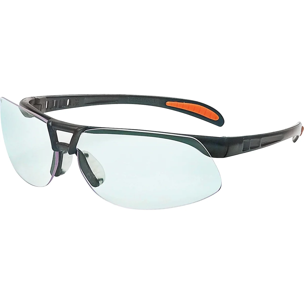 Semi-Rimless Safety Glasses with Black Frame, Clear Lens with Hydroshield® Anti-Fog Coating
